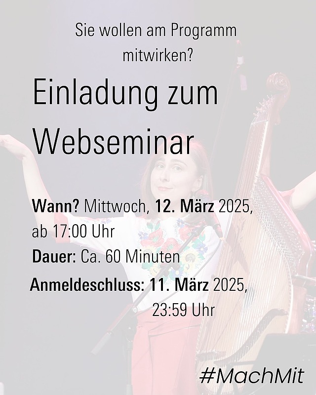 📢 Einladung zum Webseminar: Online-Bewerbungsverfahren für das Programm des 104. Deutschen Katholikentag Würzburg 2026

🗓 Wann? Mittwoch, 12. März 2025, ab 17:00 Uhr
📍 Dauer: Ca. 60 Minuten
Was erwartet euch?

➡️ Informationen zum Bewerbungsverfahren
➡️ Praktische Hinweise zu den Qualitätskriterien
➡️ Beispiele erfolgreicher Veranstaltungen aus den Vorjahren

Anmeldung über:👉 den Link in der Bio
oder unter: https://forms.office.com/e/Nj3L0WcNZj

Anmeldeschluss: 11. März 2025, 23:59 Uhr
Die Einwahldaten werden euch am Tag der Veranstaltung zugeschickt.

#Katholikentag2026 #Webseminar #Programm #Würzburg